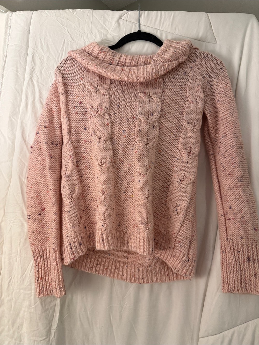 Soho Blush Pink Cable Knit Cowl Sweater